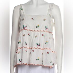 Sezane Floral Embroidered Top